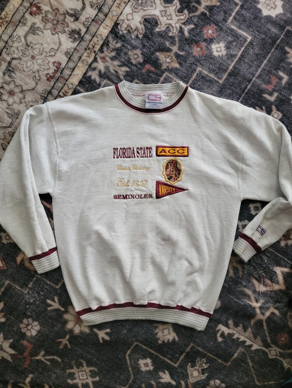 90s Vintage Florida State Seminoles Embroidered Crew Neck